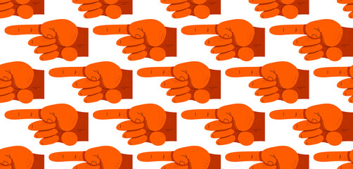 Finger pointing hands vector seamless wallpaper, endless pattern background with hands showing direction image.