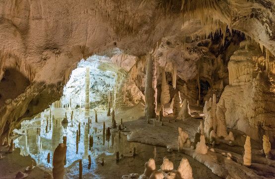 Grotte di Frasassi (Italy) - The Frasassi Caves, a huge karst cave system in the town of Genga, province of Ancona, Marche region, central Italy, famous tourist attraction.