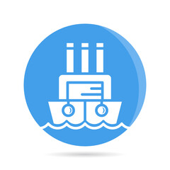 ship, sailing boat , vessel icon blue circle button