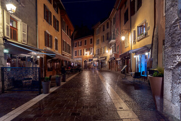 Annecy. Old city on the sunset.