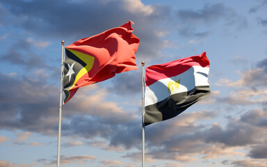 Flags of East Timor and Egypt.