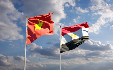 Flags of Vietnam and Egypt.
