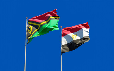 Flags of Vanuatu and Egypt.