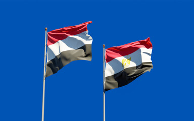 Fototapeta na wymiar Flags of Yemen and Egypt.