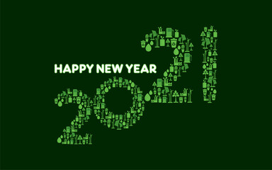 vector illustration of happy new year 2021 poster design