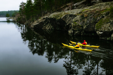 kayaking on the pristine lake in stockholm sweden
