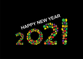 vector illustration of happy new year 2021 poster design