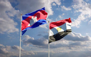 Flags of Egypt and Cambodia.