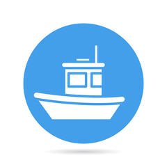 ship, boat, yacht in blue circle background vector