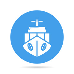 ship, boat, yacht in blue circle background vector
