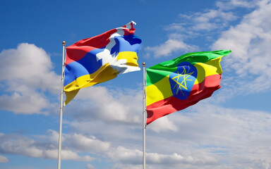 Flags of Ethiopia and Artsakh.