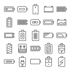 battery icons set line design