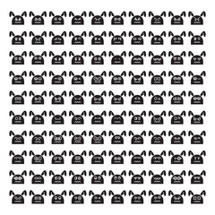 set of rabbit  emoticon icons glyph style