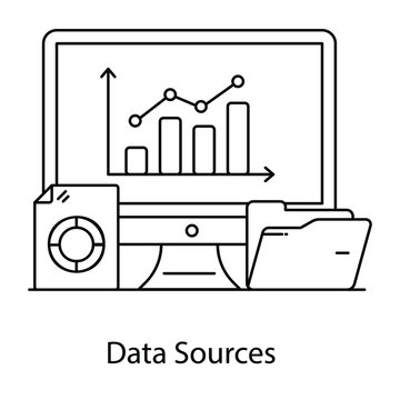 
Data Sources Flat Outline Concept Icon Which Provides Original Form Of Data
