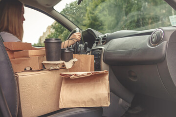 Christmas zero waste eco Care package, Coronavirus. Quarantine, contactless delivery during pandemic covid. Stay at home, Online shopping.furoshiki friendly gift ecologicaleco-friendly xmas