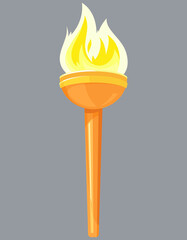 Modern burning torch. Light equipment in cartoon style.
