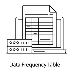 
Flat outline vector of data frequency table showing, value of collected data 
