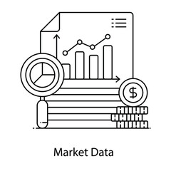 Obraz premium Reporting online flat outline concept icon, digital sharing platform 