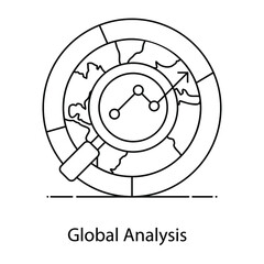 
Manifold analysis, flat outline concept icon of global analysis 
