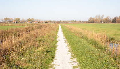 Fototapeta na wymiar Bike trail in the dutch landscape (Friesland)
