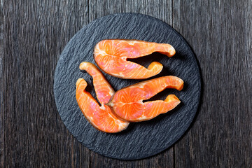 Cold-smoked arctic char on a wooden background