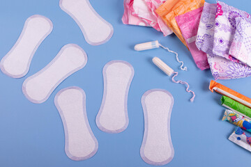 periods items on light blue background