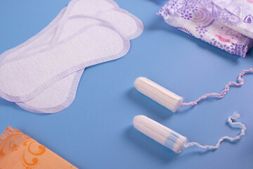 periods items on light blue background