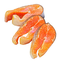 Smoked arctic char steaks, isolated on white