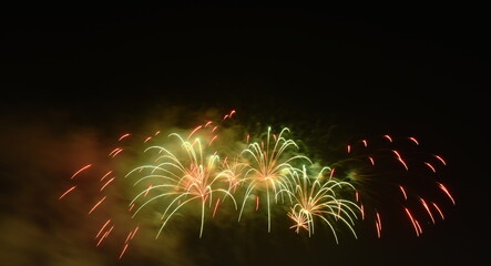 fireworks explosive on dark sky in night