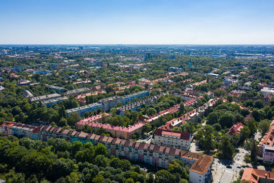 Amalienau district in Kaliningrad, Russia, view from a drone