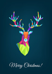 Colorful Christmas  reindeer and  snowflakes.
