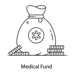 
Conceptual flat outline icon of money funds, editable vector
