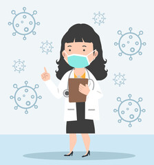 Cute Woman doctor wearing a medical mask