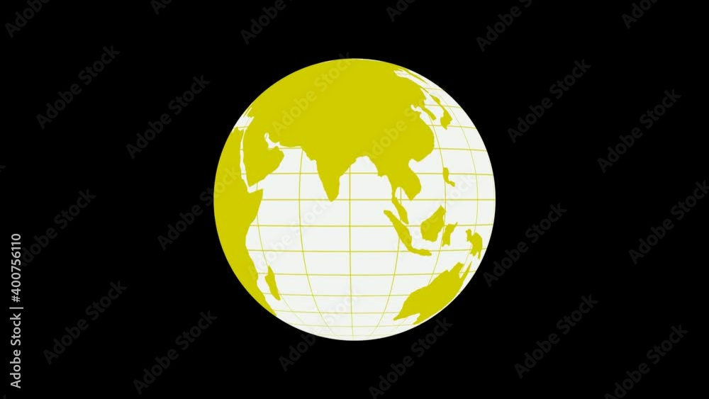 Sticker New yellow white 3d earth animation on black background, Technology 3d planet animated