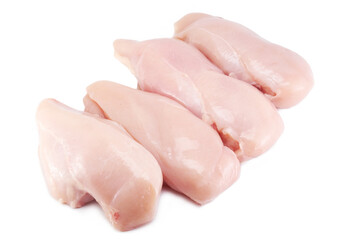 Fresh raw chicken breast fillet isolated on white background, clipping path