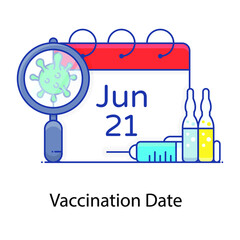 
An icon of vaccination date in flat outline design
