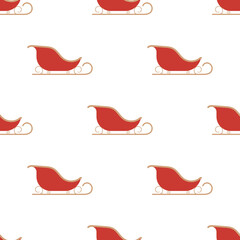 Seamless pattern with red santa sleds. Suitable for postcards, backgrounds, books and posters. Vector illustration.