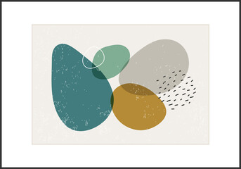 Minimalist design poster with abstract organic shapes composition