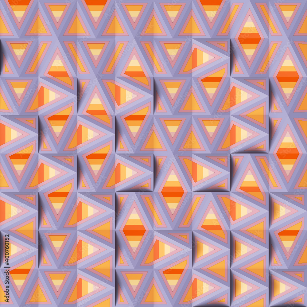 Aufkleber Abstract Pattern of randomly arranged geometric shapes. 3d rendering cover design. Minimal art, digital illustration