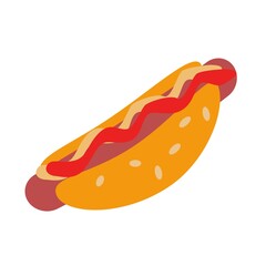 Flat illustration of hotdog with mustard
