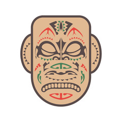 Ancient mask of the tribes of Mayan in a flat style. Vector.