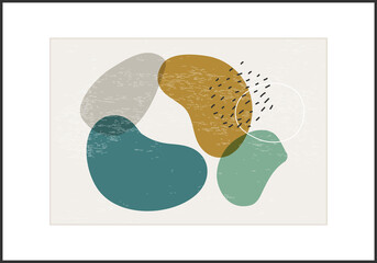 Minimalist design poster with abstract organic shapes composition