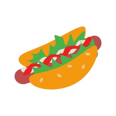 Flat illustration of hotdog with herb
