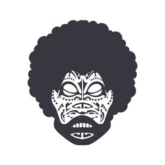 Polynesian pattern in the form of a mask on the face. Ancient mask of the tribes of May in a flat style. Vector.