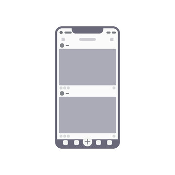 Wireframe kit on smartphone screen. Social media app symbol modern, simple, vector, icon for website design, mobile app, ui. Vector Illustration