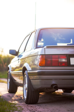 The Back Of An Old German Rare Car From The 80s