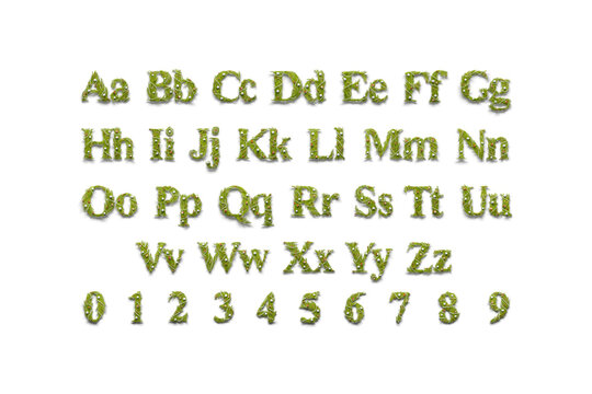 Decorative capital, lowercase, numbers symbol, christmas font mockup set, isolated