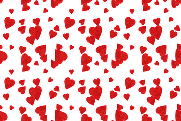 Seamless pattern of red hearts on a white background. fabric design, wallpaper, packaging