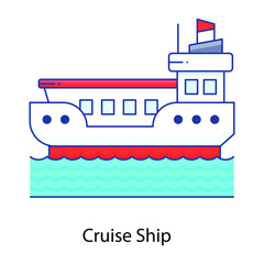 
Design of the cargo ship, editable flat outline icon 
