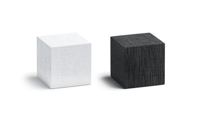 Blank canvas black and white cube mock up set